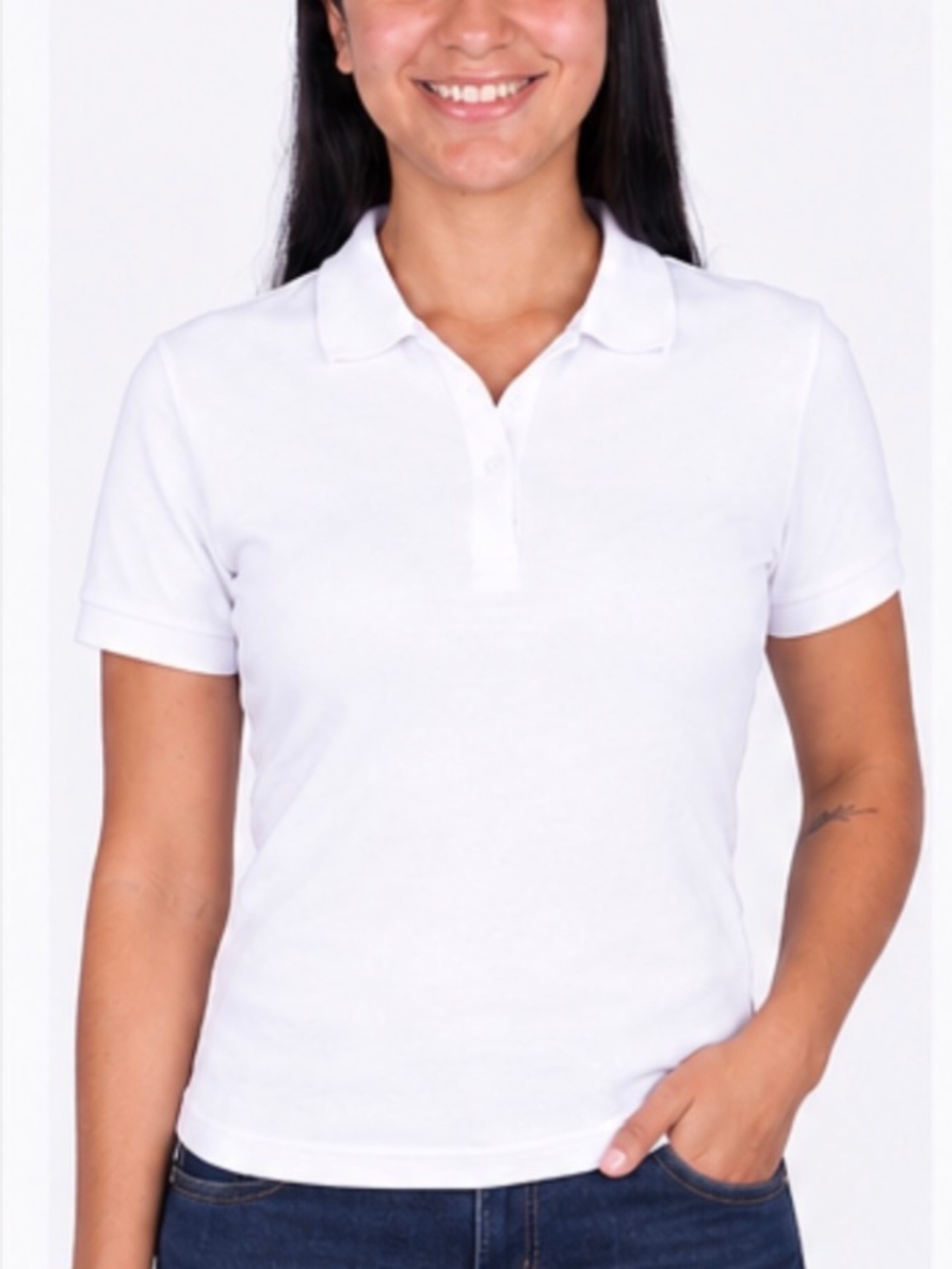 Ladies White Golf Polo Collared Shirt